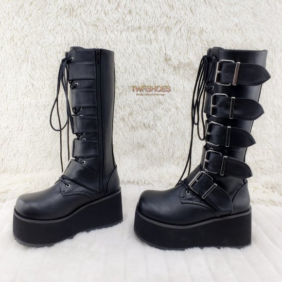 Brand New Trashville 518 Platform Goth Mens Knee Boots - Picture 6 of 13